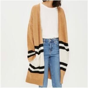 TopShop Colorblock Long Cozy Cardigan Size 10